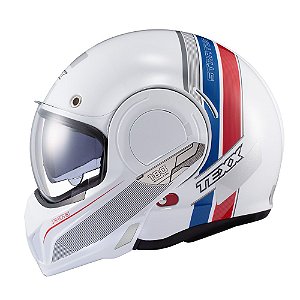 Capacete Texx Esc Stratos  180 Journey Branco Azul Verm 56 [F016]