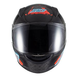 Capacete Sky Two Samurai Preto Fosco Transf Vermelho 56 [F016]