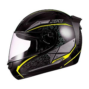 Capacete Sky Two Soldier Preto Fosco Transf Amarelo 56 [F016]