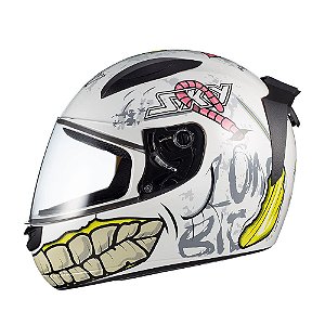 Capacete Sky Two Zombie Branco Fosco Transf Verde 60 [F016]