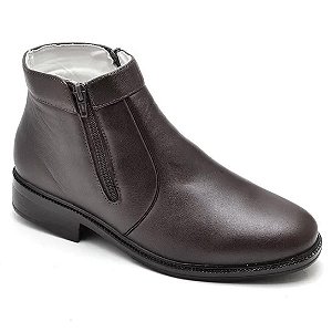 Botina Casual Conforto Couro De Carneiro Marrom [F008]
