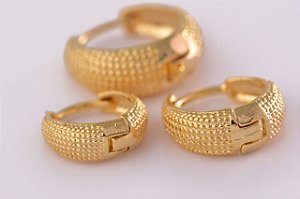 Brinco Trio Argolinhas Grossas Folheado Em Ouro 18k [F027]