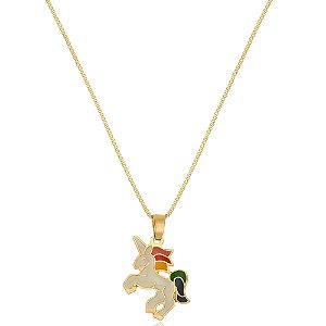 Colar Personalizado Unicórnio  Folheado Em Ouro18k [F027]