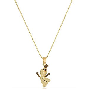 Colar Personalizado Olaf Frozen Folheado Em Ouro 18k [F027]