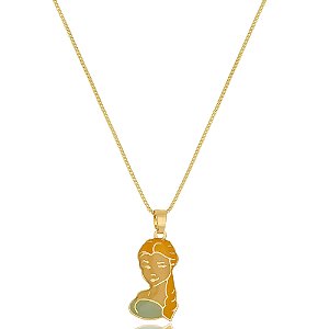 Colar Personalizado Elsa Frozen  Folheado Em Ouro 18k [F027]