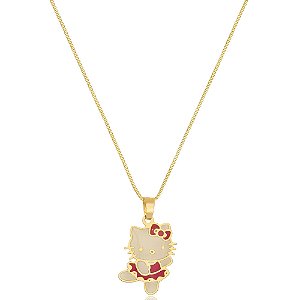 Colar Personalizado Hello Kitty Folheado Em Ouro 18k [F027]