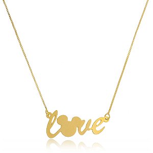Colar Personalizado Love Mickey Folheado Em Ouro Ouro 18k [F027]