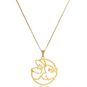 Colar Personalizado Minnie Vazado Folheado Em Ouro 18k [F027]