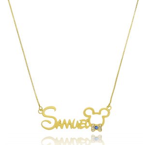 Colar Personalizado Com Nome Mickey E Minnie Folheado Em Ouro 18k [F027]