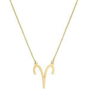 Colar Personalizado Signo De áries Folheado Em Ouro 18k [F027]
