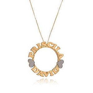 Colar Personalizado Mandala Com Nomes E Coração Em Ródio [F027]