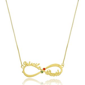 Colar Personalizado Infinito Com Nomes E Detalhe Em Zircônia [F027]