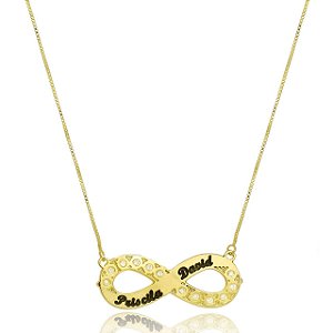 Colar Personalizado Símbolo Do Infinito Com Nomes E Detalhes Em Zircônia [F027]