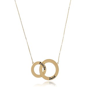 Colar Personalizado Círculos Entrelaçados Com Nomes Folheado Em Ouro 18k [F027]