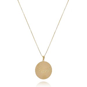 Colar Personalizado Circular Chapado Com Nome Folheado Em Ouro 18k [F027]