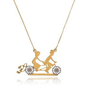 Colar Personalizado Recém Casados Com Detalhes Em Ródio Folheado Em Ouro 18k [F027]