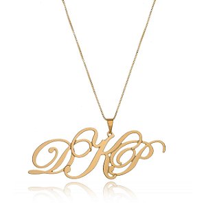 Colar Personalizado Iniciais Folheado Em Ouro 18k [F027]
