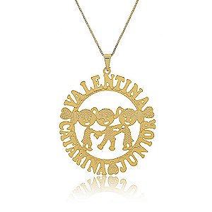 Colar Personalizado Mandala Com Filhos E Nomes Folheado [F027]