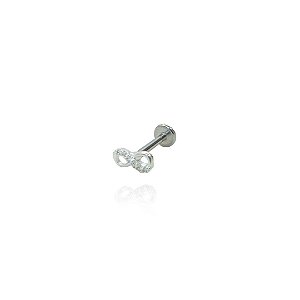 Piercing Símbolo Do Infinito Com Mini Zircônia Em Prata 925 [F027]