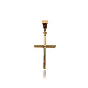 Pingente Cruz Fina Folheado Em Ouro 18k [F027]