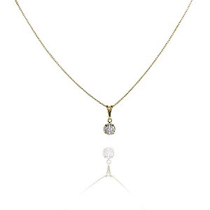 Colar Pingente Ponto De Luz Folheado A Ouro 18k [F027]
