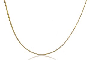 Colar Com Corrente Fita Folheado Em Ouro 18k [F027]