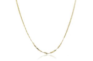 Colar Longo Elo Duplo Folheado Em Ouro 18k [F027]