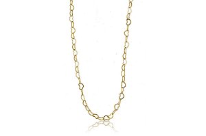Colar De Corrente Com Elos Em Coração Folheado Em Ouro 18k [F027]