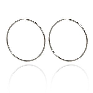 Brinco De Argola Grande Lisa Em Prata 925 [F027]