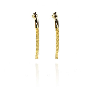 Brinco Fio Grosso Trabalhado Folheado A Ouro 18k [F027]