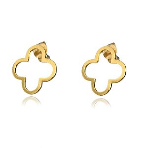 Brinco De Flor Vazada Folheada Em Ouro 18k [F027]