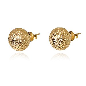 Brinco De Bola Trabalhada Folheada Em Ouro 18k [F027]
