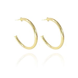 Brinco Argola Média Folheado Em Ouro 18k [F027]