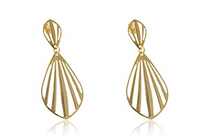 Brinco Grande De Concha Vazada Folheado Em Ouro 18k [F027]