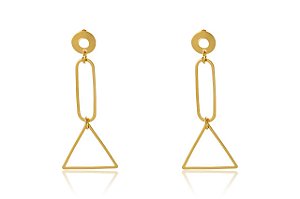 Brinco Médio Com Formas Geométricas Folheado [F027]