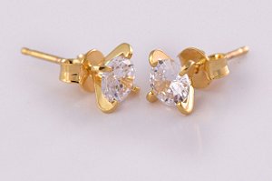 Brinco Pingo De Luz Zircônia Grande Folheado [F027]