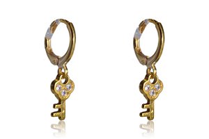 Brinco Argolinha Com Chave Folheado [F027]