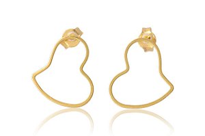 Brinco Pequeno Com Coração Vazado Folheado [F027]