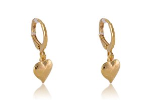 Brinco Argolinha Com Coração Grande Folheado [F027]