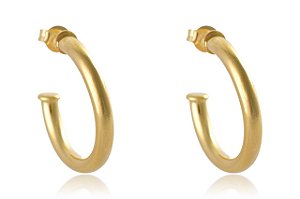 Brinco Argola Grossa Pequena Folheado Em Ouro 18k [F027]