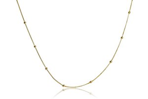 Colar Corrente Italiana Com Bolinha Dourada Folheado Em Ouro 18k [F027]