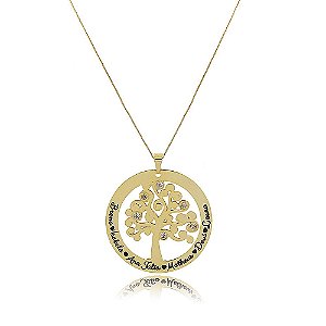 Colar Personalizado árvore De Vida Com Nomes Folheado Em Ouro 18k [F027]