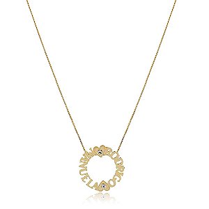 Colar Personalizado Com Nomes  Filhos Coração Zircônia Folheado Ouro [F027]