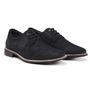 Sapato Social Camurça Sola Borracha Preto [F008]
