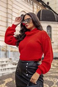Blusa Tricot Gola Cacharrel Manga Longa Bufante [F081]