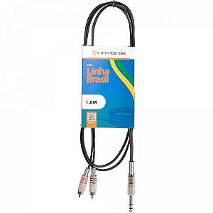 Cabo de Áudio Linha Brasil P10 Estéreo X 2 RCA 1,8m Preto HAYONIK [F003]