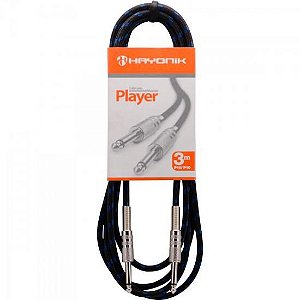 Cabo para Instrumentos Hayonik Player P10 X P10 3m Textil Preto/Azul [F003]