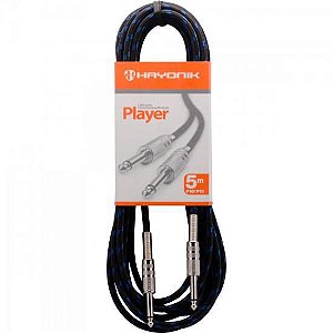 Cabo para Instrumentos Hayonik Player P10 X P10 5m Textil Preto/Azul [F003]