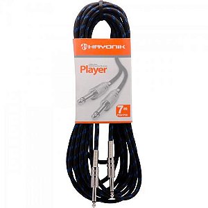 Cabo para Instrumentos Hayonik Player P10 X P10 7m Textil Preto/Azul [F003]