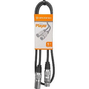 Cabo para Microfone Hayonik Player XLR(F) X XLR(M) 1m Preto [F003]